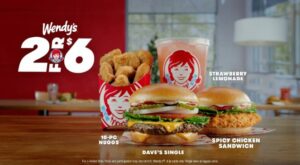 Wendy's 2 for 6 menu